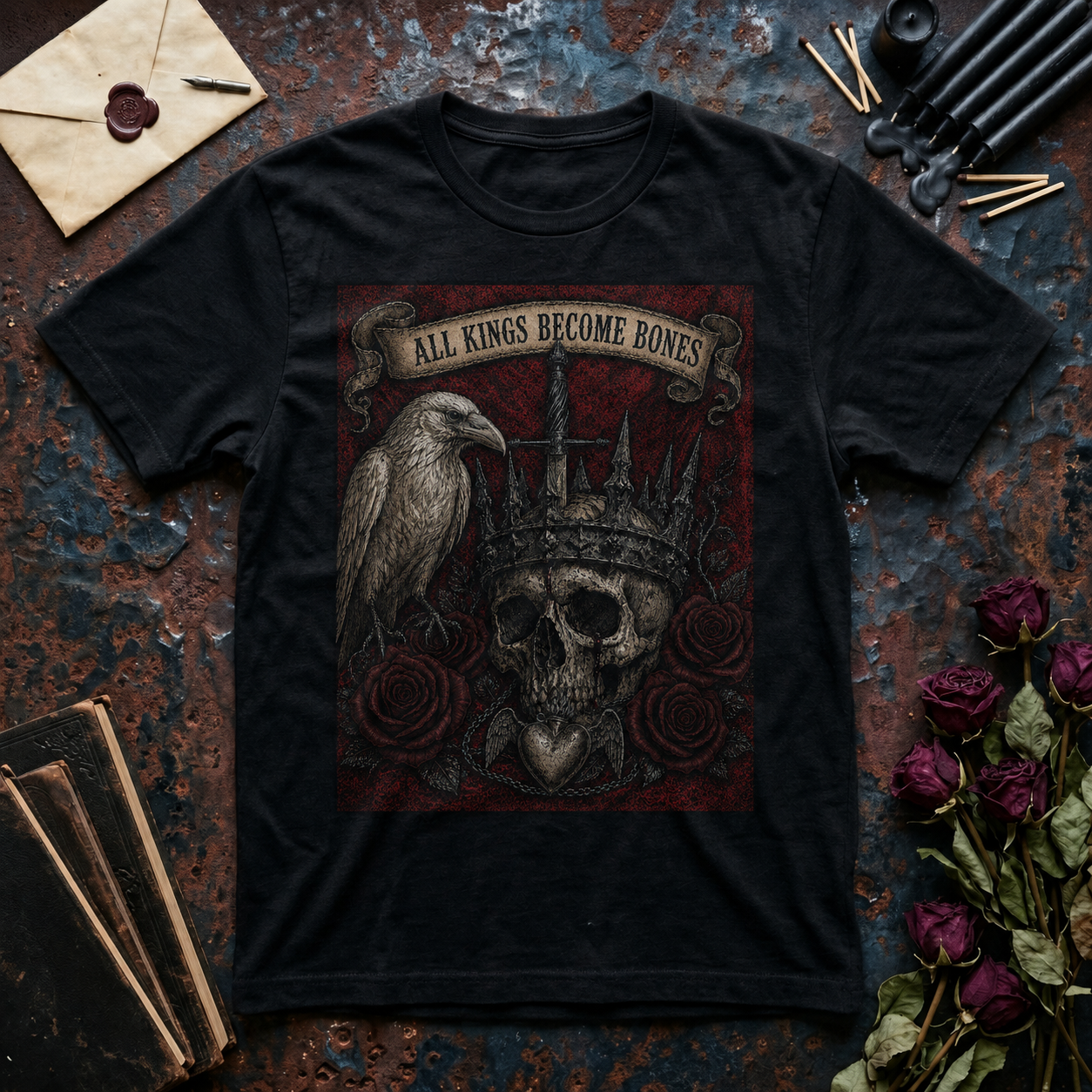 All Kings Become Bones T-Shirt | Raven & Roses
