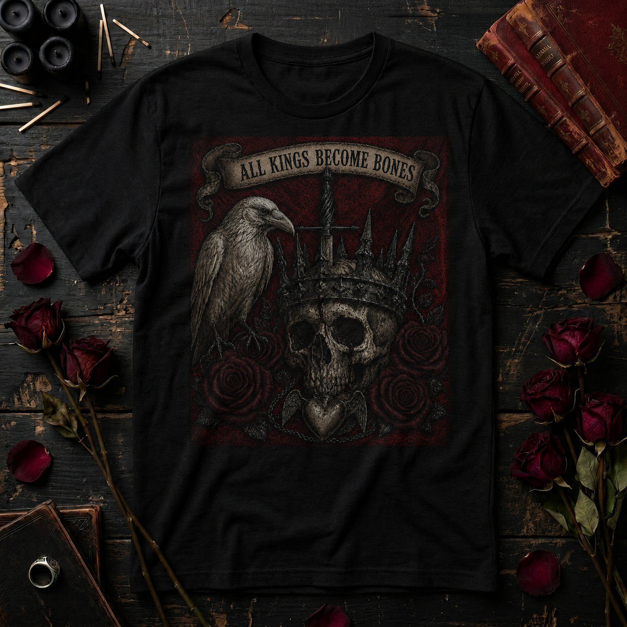 All Kings Become Bones T-Shirt | Raven & Roses