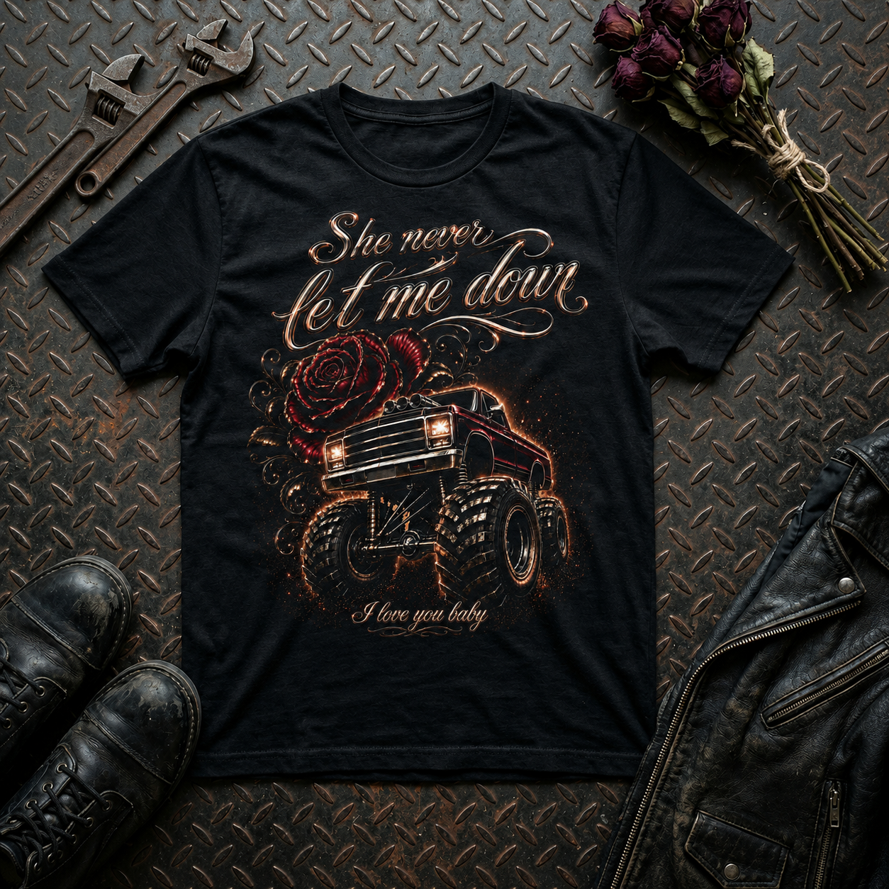 She Never Let Me Down — MonsterTruck Relationship T-Shirt