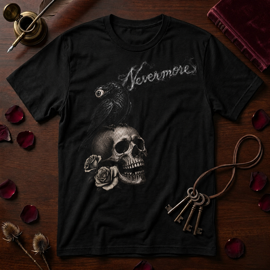 Quoth the Raven Gothic T-Shirt — Dark Rose Skull Tee