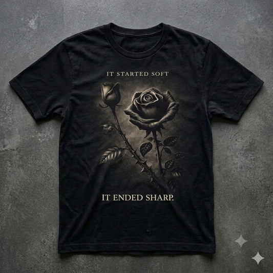 Rose Noir T-Shirt "Ended Sharp"Dark Floral Tee